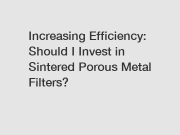 Increasing Efficiency: Should I Invest in Sintered Porous Metal Filters?