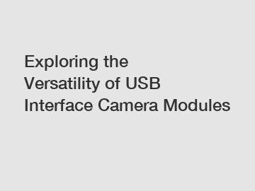 Exploring the Versatility of USB Interface Camera Modules