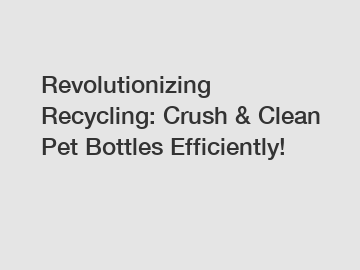 Revolutionizing Recycling: Crush & Clean Pet Bottles Efficiently!