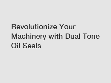 Revolutionize Your Machinery with Dual Tone Oil Seals