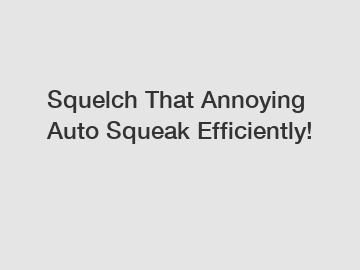 Squelch That Annoying Auto Squeak Efficiently!