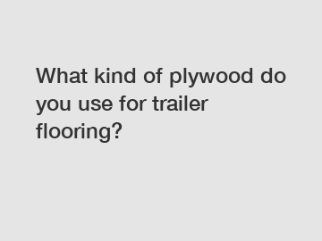 What kind of plywood do you use for trailer flooring?