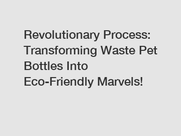 Revolutionary Process: Transforming Waste Pet Bottles Into Eco-Friendly Marvels!