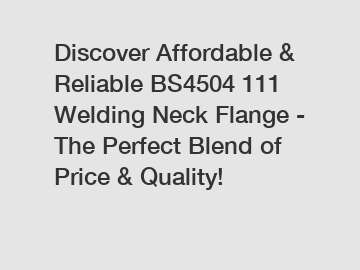Discover Affordable & Reliable BS4504 111 Welding Neck Flange - The Perfect Blend of Price & Quality!
