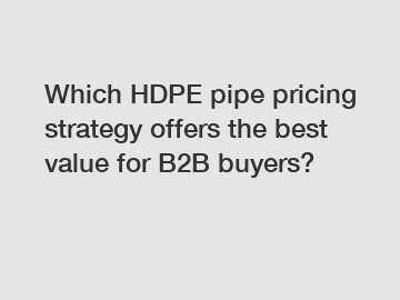 Which HDPE pipe pricing strategy offers the best value for B2B buyers?