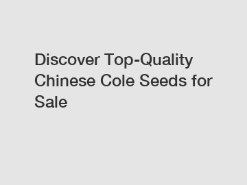 Discover Top-Quality Chinese Cole Seeds for Sale