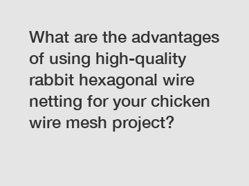 What are the advantages of using high-quality rabbit hexagonal wire netting for your chicken wire mesh project?