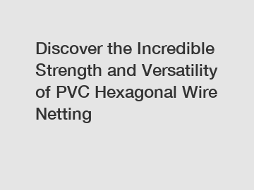 Discover the Incredible Strength and Versatility of PVC Hexagonal Wire Netting