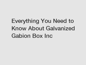 Everything You Need to Know About Galvanized Gabion Box Inc