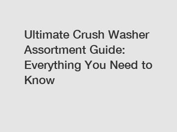 Ultimate Crush Washer Assortment Guide: Everything You Need to Know