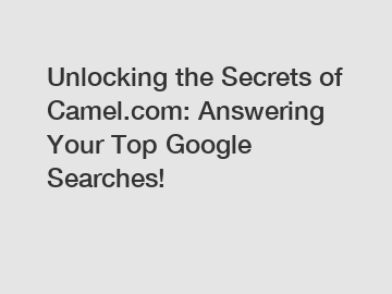 Unlocking the Secrets of Camel.com: Answering Your Top Google Searches!
