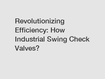 Revolutionizing Efficiency: How Industrial Swing Check Valves?