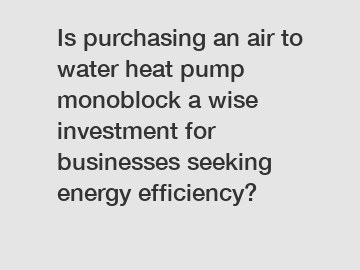 Is purchasing an air to water heat pump monoblock a wise investment for businesses seeking energy efficiency?