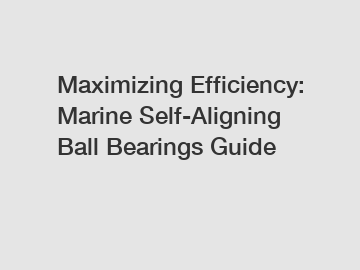 Maximizing Efficiency: Marine Self-Aligning Ball Bearings Guide