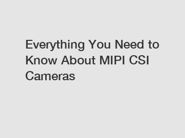 Everything You Need to Know About MIPI CSI Cameras