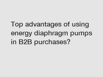 Top advantages of using energy diaphragm pumps in B2B purchases?