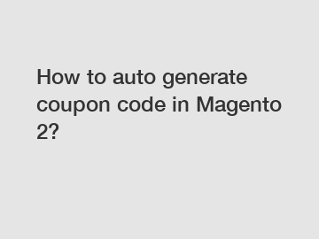 How to auto generate coupon code in Magento 2?