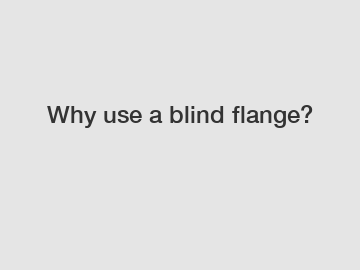 Why use a blind flange?
