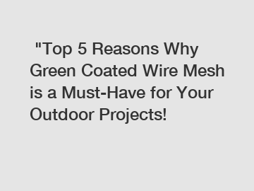  "Top 5 Reasons Why Green Coated Wire Mesh is a Must-Have for Your Outdoor Projects!