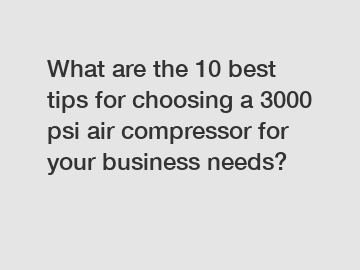 What are the 10 best tips for choosing a 3000 psi air compressor for your business needs?