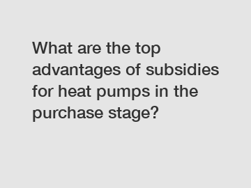 What are the top advantages of subsidies for heat pumps in the purchase stage?