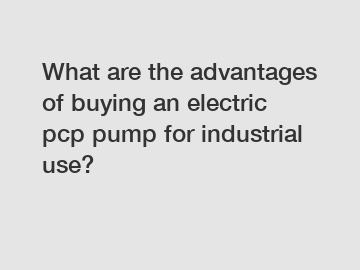 What are the advantages of buying an electric pcp pump for industrial use?