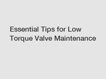 Essential Tips for Low Torque Valve Maintenance