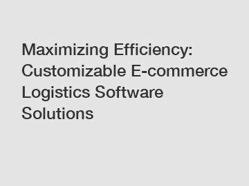 Maximizing Efficiency: Customizable E-commerce Logistics Software Solutions