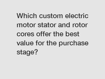 Which custom electric motor stator and rotor cores offer the best value for the purchase stage?