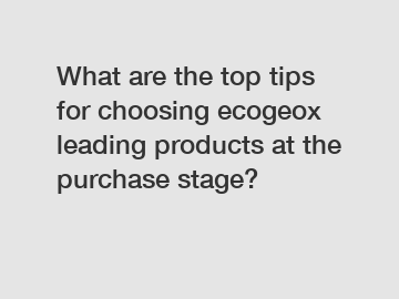 What are the top tips for choosing ecogeox leading products at the purchase stage?