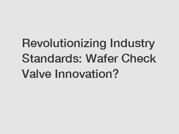 Revolutionizing Industry Standards: Wafer Check Valve Innovation?