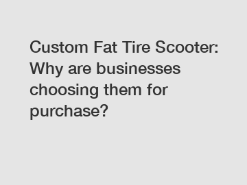 Custom Fat Tire Scooter: Why are businesses choosing them for purchase?