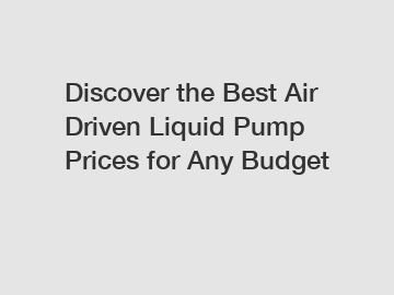 Discover the Best Air Driven Liquid Pump Prices for Any Budget