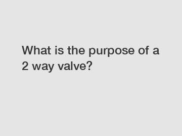 What is the purpose of a 2 way valve?