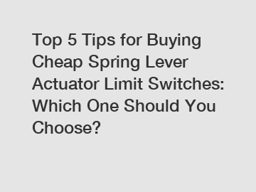 Top 5 Tips for Buying Cheap Spring Lever Actuator Limit Switches: Which One Should You Choose?