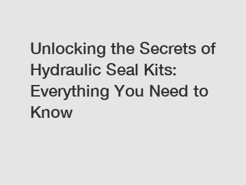 Unlocking the Secrets of Hydraulic Seal Kits: Everything You Need to Know