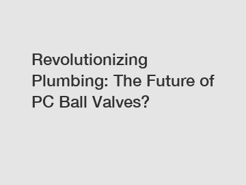 Revolutionizing Plumbing: The Future of PC Ball Valves?