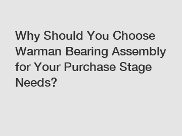 Why Should You Choose Warman Bearing Assembly for Your Purchase Stage Needs?