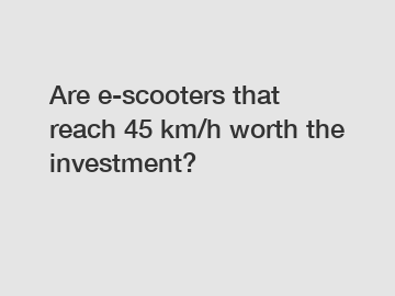 Are e-scooters that reach 45 km/h worth the investment?