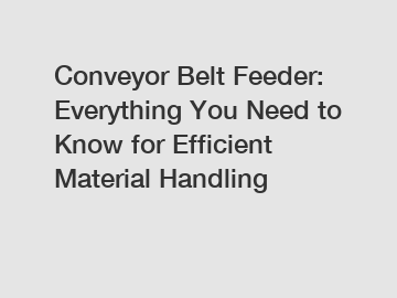 Conveyor Belt Feeder: Everything You Need to Know for Efficient Material Handling