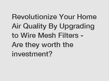Revolutionize Your Home Air Quality By Upgrading to Wire Mesh Filters - Are they worth the investment?