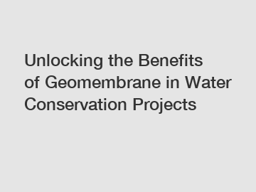 Unlocking the Benefits of Geomembrane in Water Conservation Projects