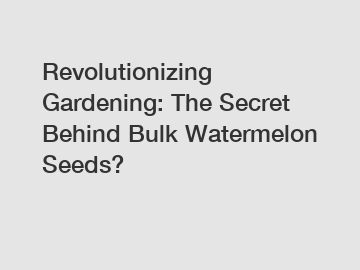 Revolutionizing Gardening: The Secret Behind Bulk Watermelon Seeds?