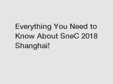 Everything You Need to Know About SneC 2018 Shanghai!