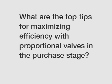 What are the top tips for maximizing efficiency with proportional valves in the purchase stage?