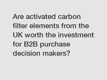 Are activated carbon filter elements from the UK worth the investment for B2B purchase decision makers?