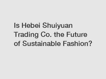 Is Hebei Shuiyuan Trading Co. the Future of Sustainable Fashion?