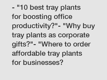 - "10 best tray plants for boosting office productivity?"- "Why buy tray plants as corporate gifts?"- "Where to order affordable tray plants for businesses?