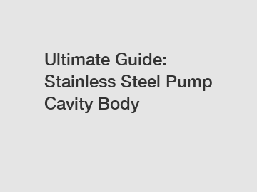 Ultimate Guide: Stainless Steel Pump Cavity Body