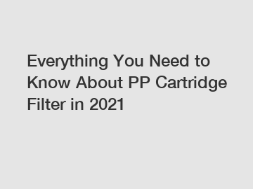 Everything You Need to Know About PP Cartridge Filter in 2021